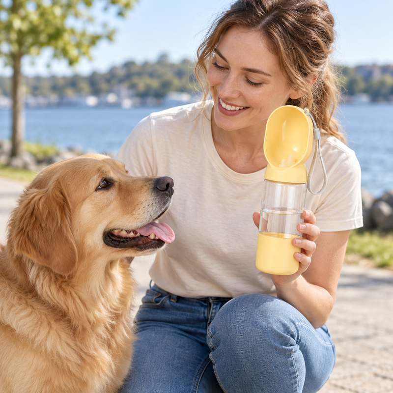💦 Dog Water Bottle | Plastic | Walks | Owners | Pastel Yellow