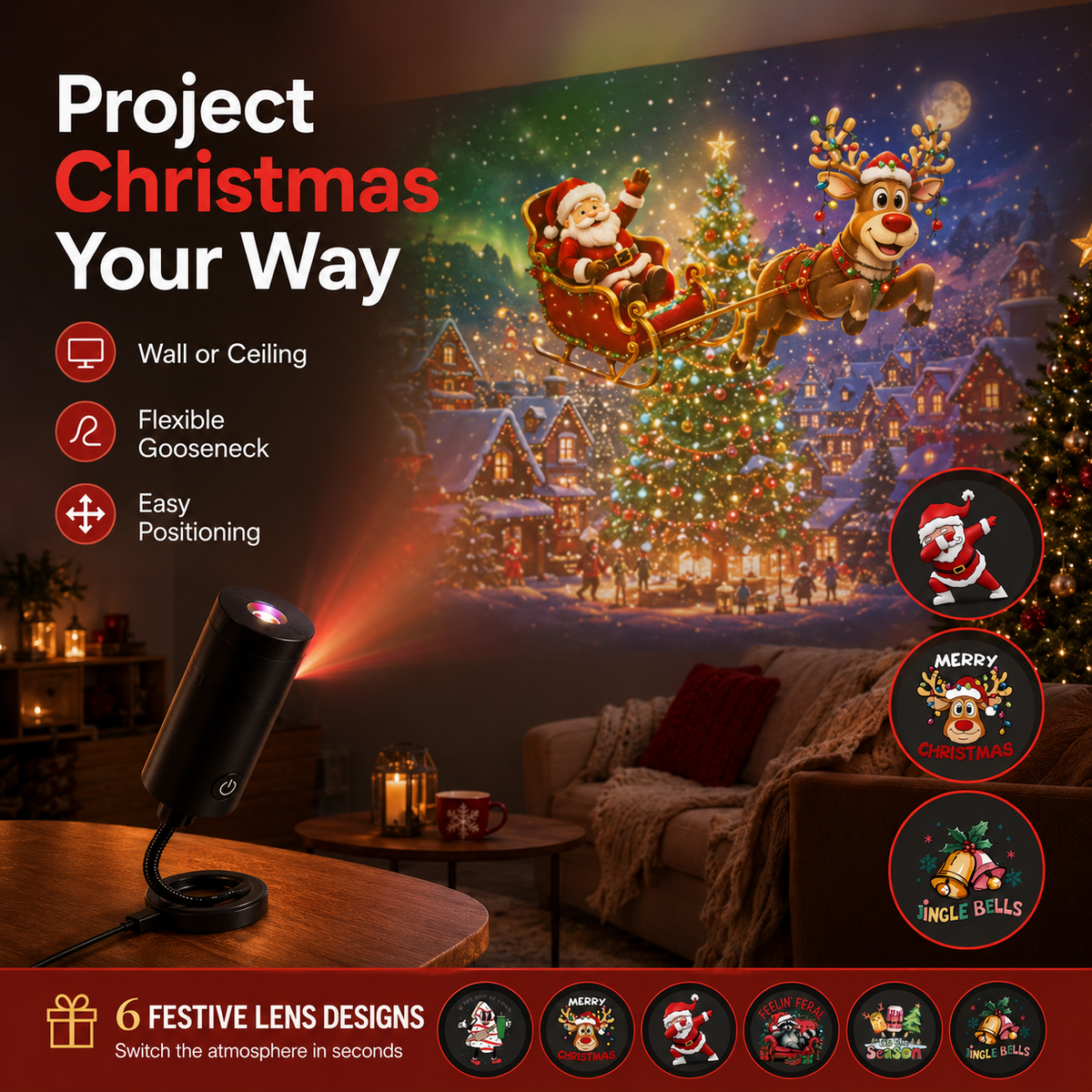 ππ HD-smart-dynamic-5D-holographic-night-light-projector
