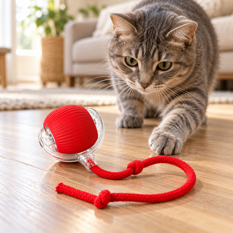🐈 Smart Ball | Silicone | Home | Cat Lovers | Red Cord