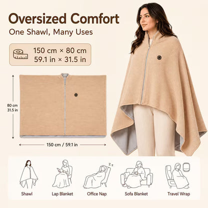 ✨Last Day 50% OFF🔥Wearable Heated Blanket Shawl | Portable USB-Powered Warmth for Home, Work & Outdoors(buy 2 free shipping)