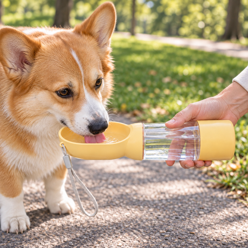 💦 Dog Water Bottle | Plastic | Walks | Owners | Pastel Yellow