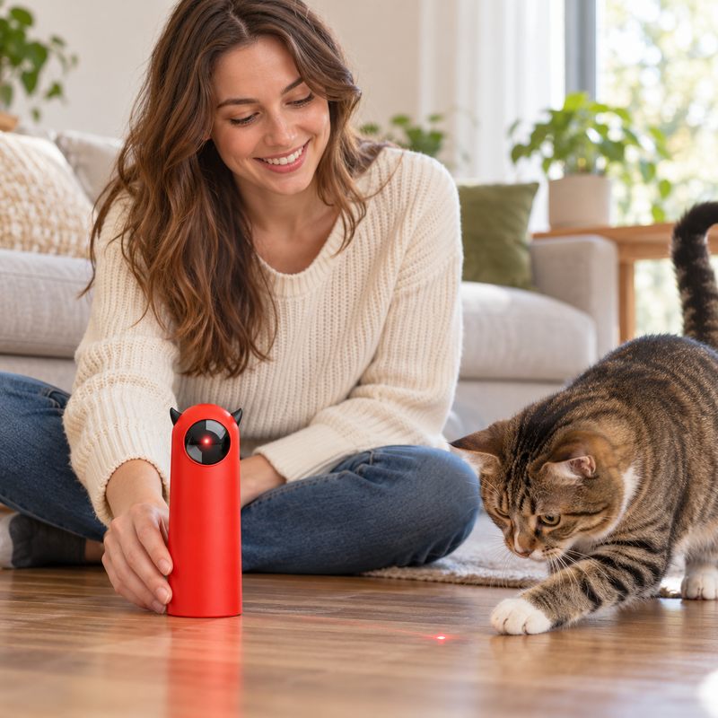 🎯 Laser Cat Toy | Smooth Shell | Home | Cat Lovers | Bright Red