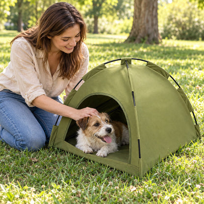 🌿 Dog Tent | Green Canvas | Garden | Animal Lovers | Cozy Shelter