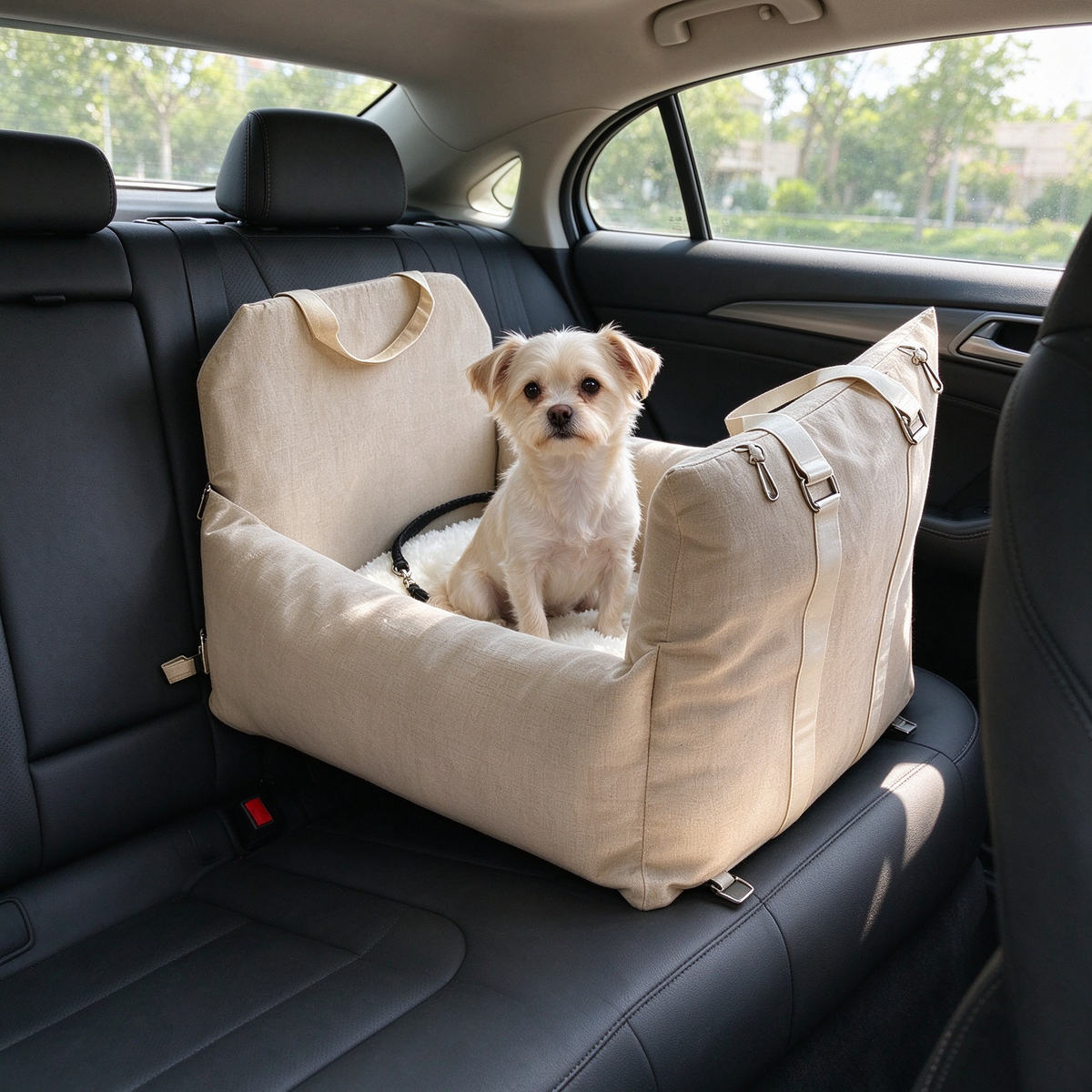 🚗 Dog Car Seat | Fabric | Travel | Dog Lovers | Beige Cocoon