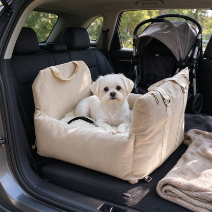 🚗 Dog Car Seat | Fabric | Travel | Dog Lovers | Beige Cocoon