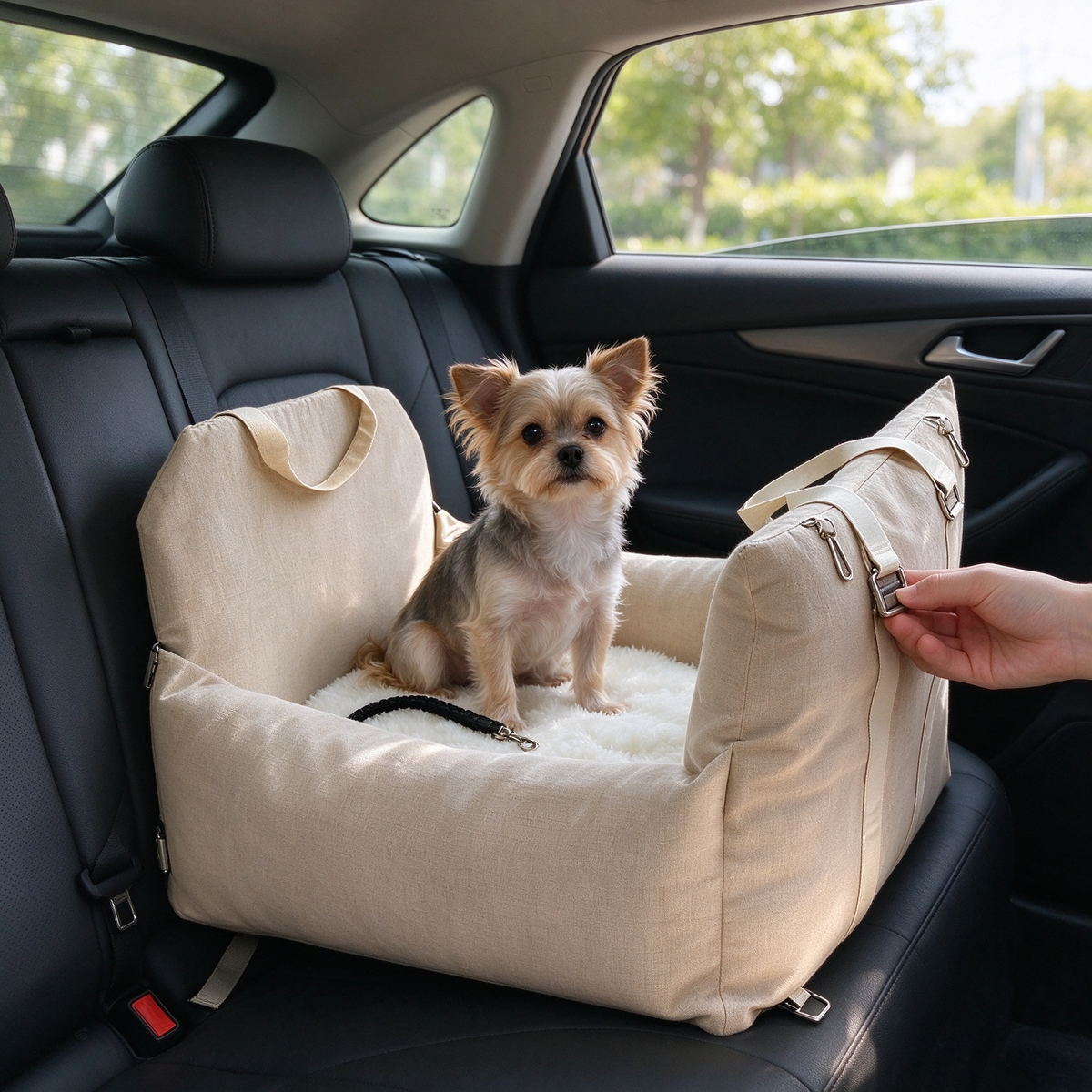 🚗 Dog Car Seat | Fabric | Travel | Dog Lovers | Beige Cocoon