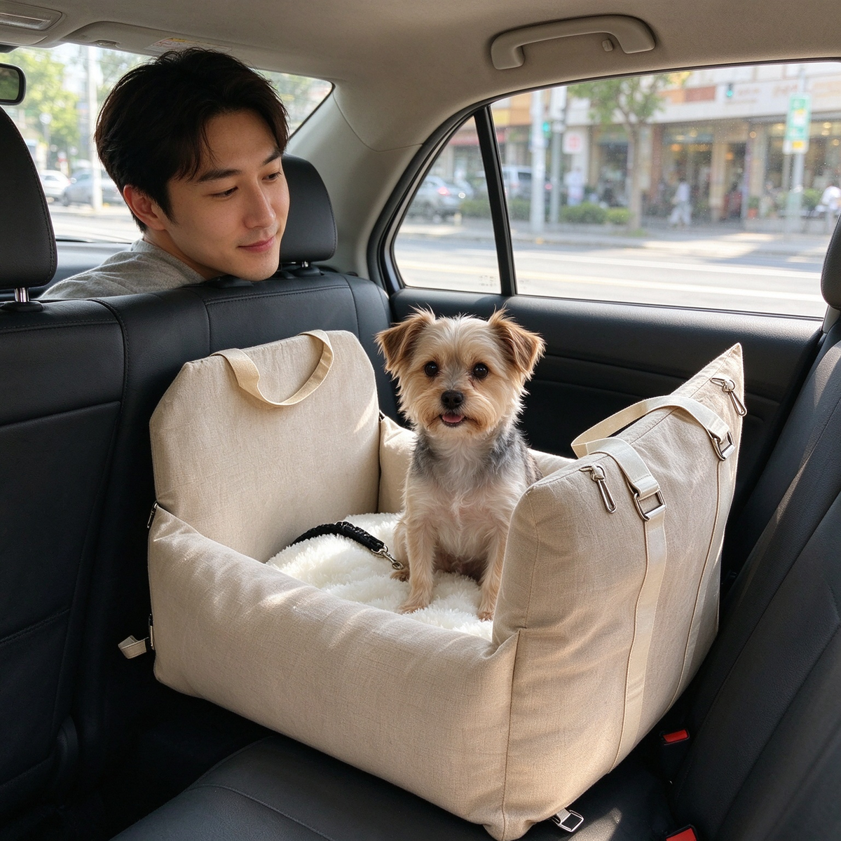 🚗 Dog Car Seat | Fabric | Travel | Dog Lovers | Beige Cocoon