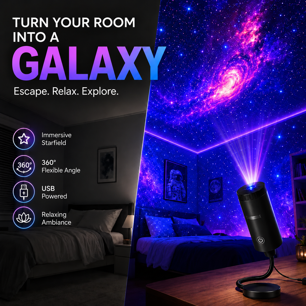 🌌🌠HD-smart-dynamic-5D-holographic-night-light-projector