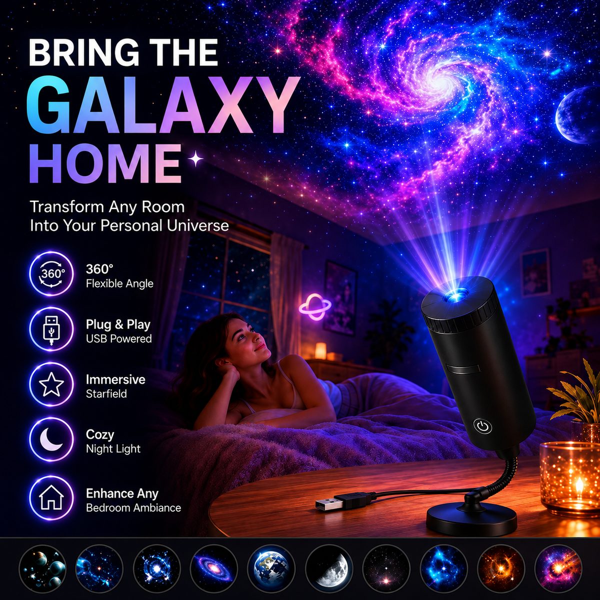 🌌🌠HD-smart-dynamic-5D-holographic-night-light-projector